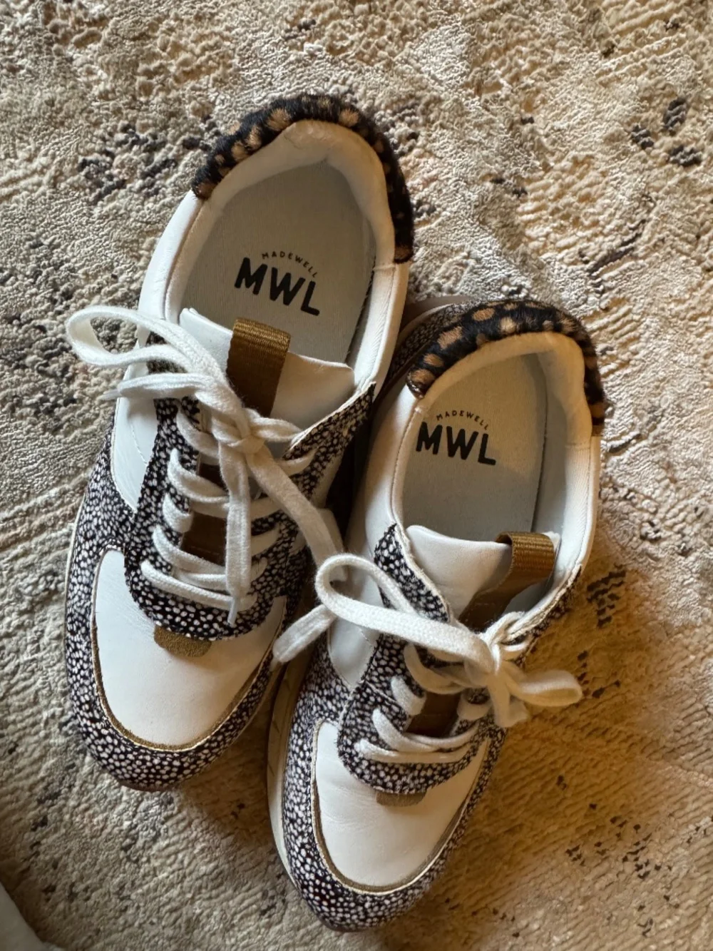 Madewell Leather & Calf Hair Lace-Up Sneakers Women's 7 EUC